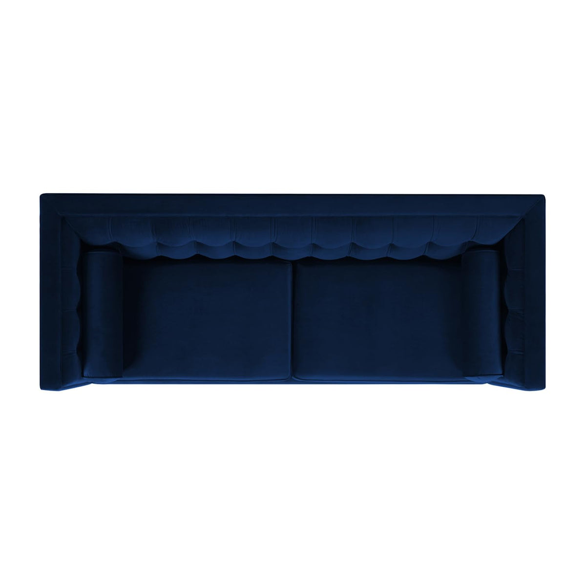 84" Tufted Navy Blue Velvet Sofa with Two Reversible Cushions Q64634