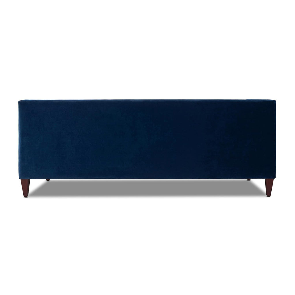 84" Tufted Navy Blue Velvet Sofa with Two Reversible Cushions Q64634