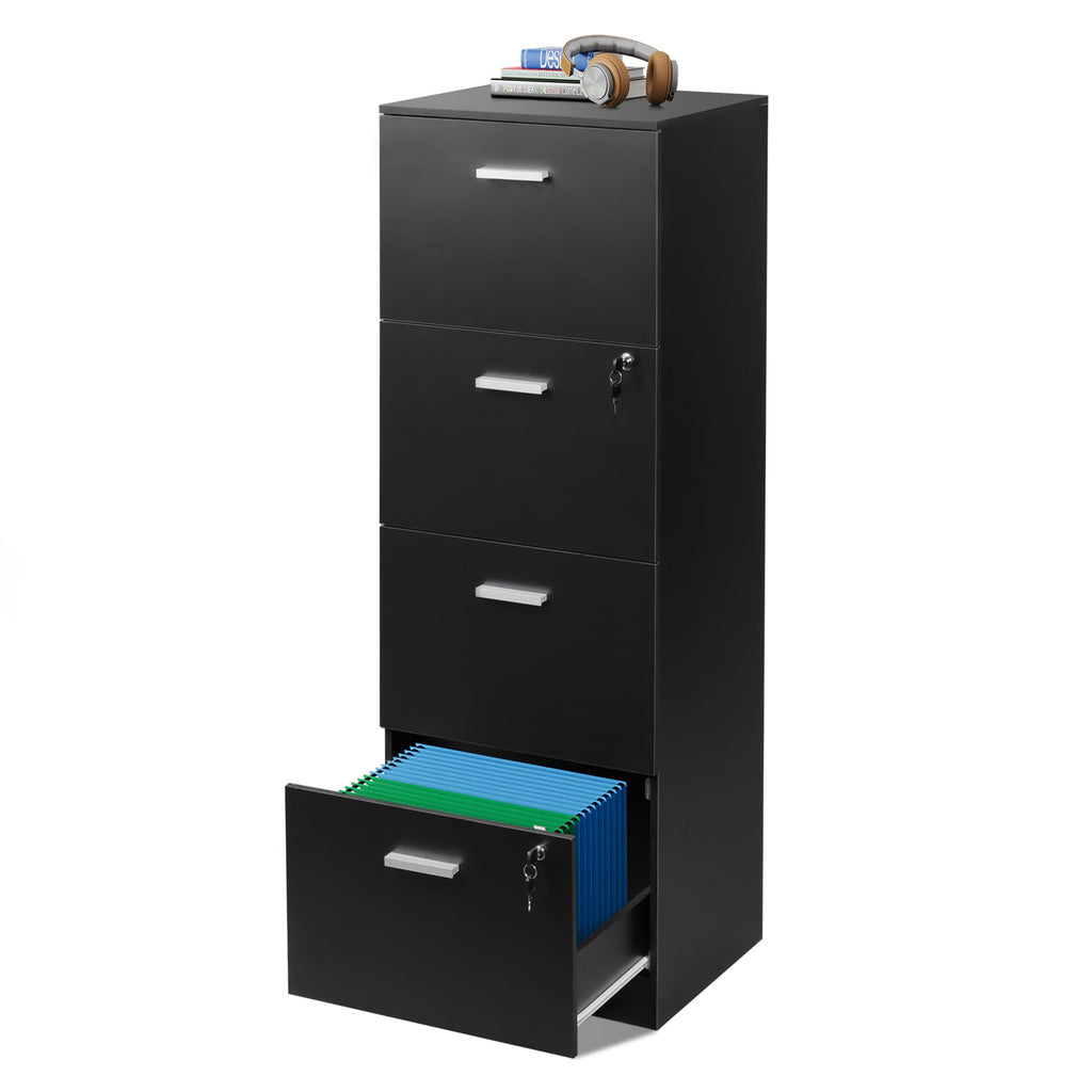 4 Drawer Wood File Cabinet with Lock O44089