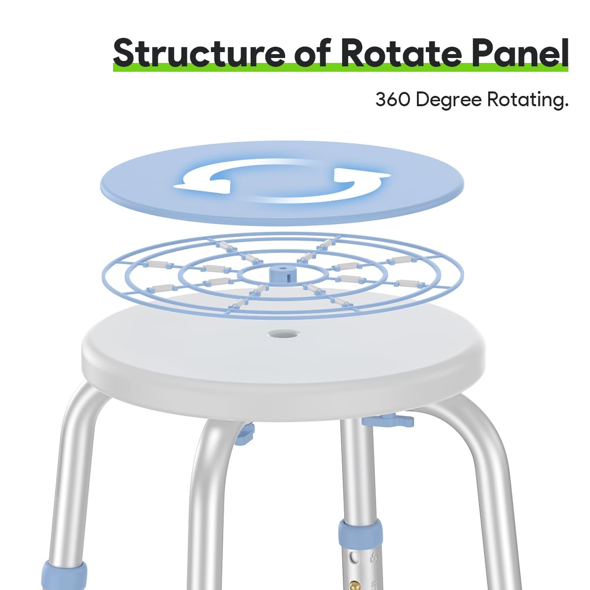 360 Rotating Swivel Shower Seat with Anti-Slip Rubber Tips K61715