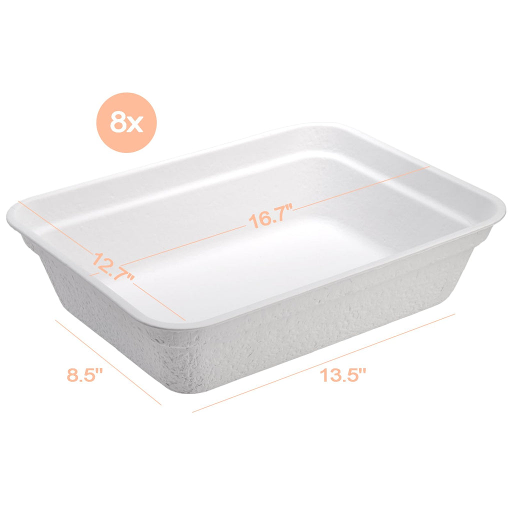 8 Pack White Cardboard Disposable Cat Litter Boxes N452754