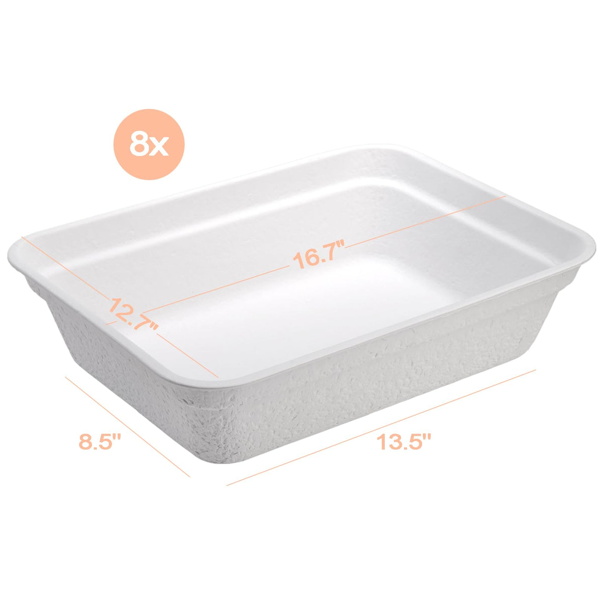 8 Pack White Cardboard Disposable Cat Litter Boxes N452754