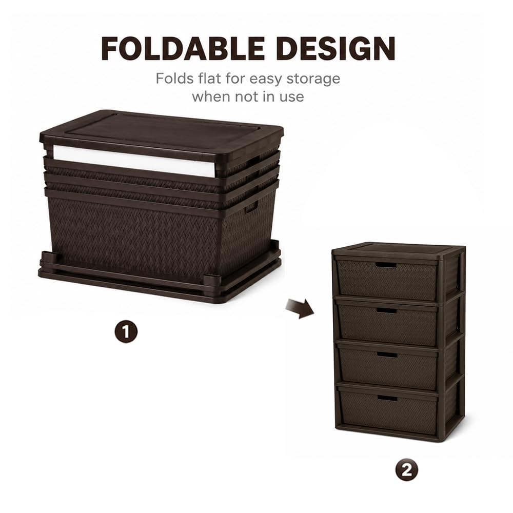 Brown 4 Drawer Plastic Storage Tower M4761