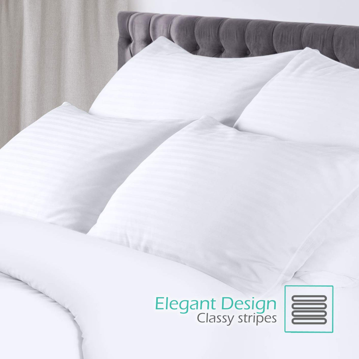 King Size Set of 2 Down Alternative Cotton Bed Pillows B12668