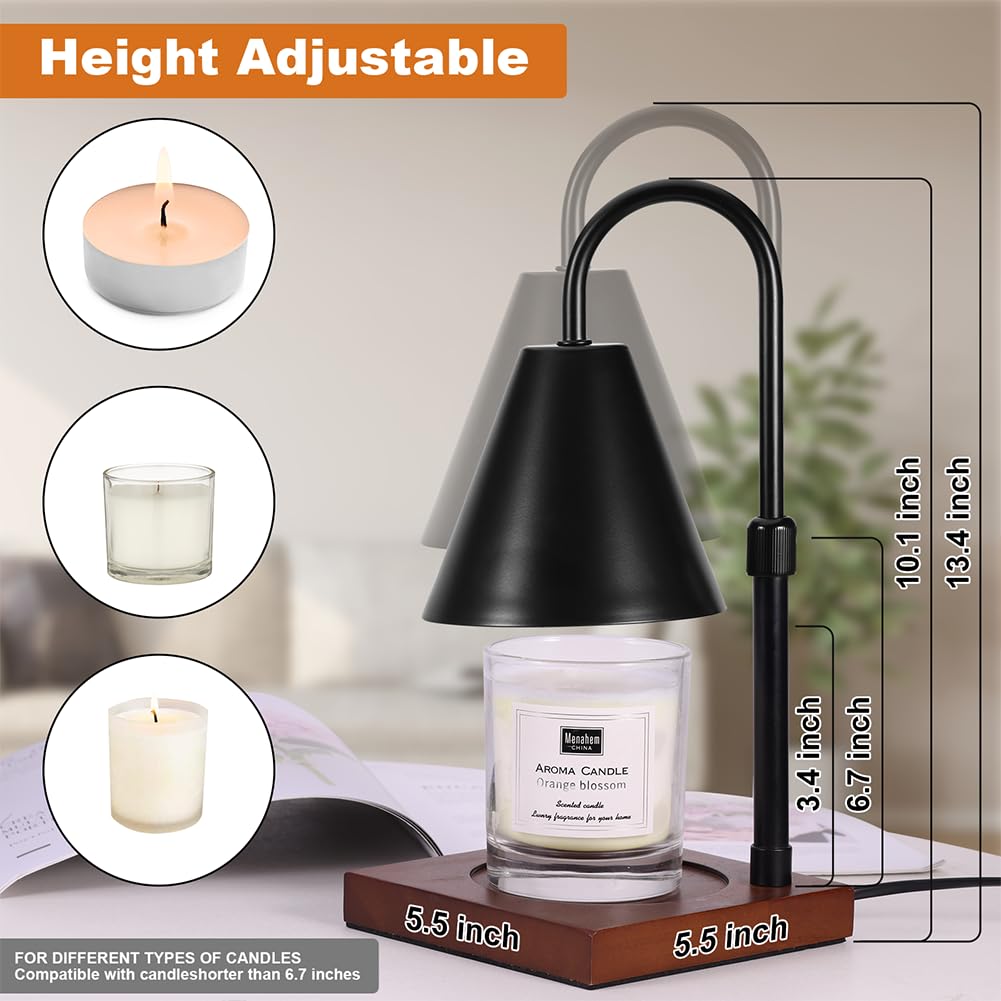 Candle Warmer Lamp with Timer, Adjustable Height Dimmable, 2 Bulbs J104851