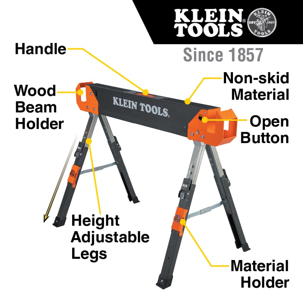 Folding Sawhorse 26-Inch to 32-Inch Adjustable Height 1-Pack F44186