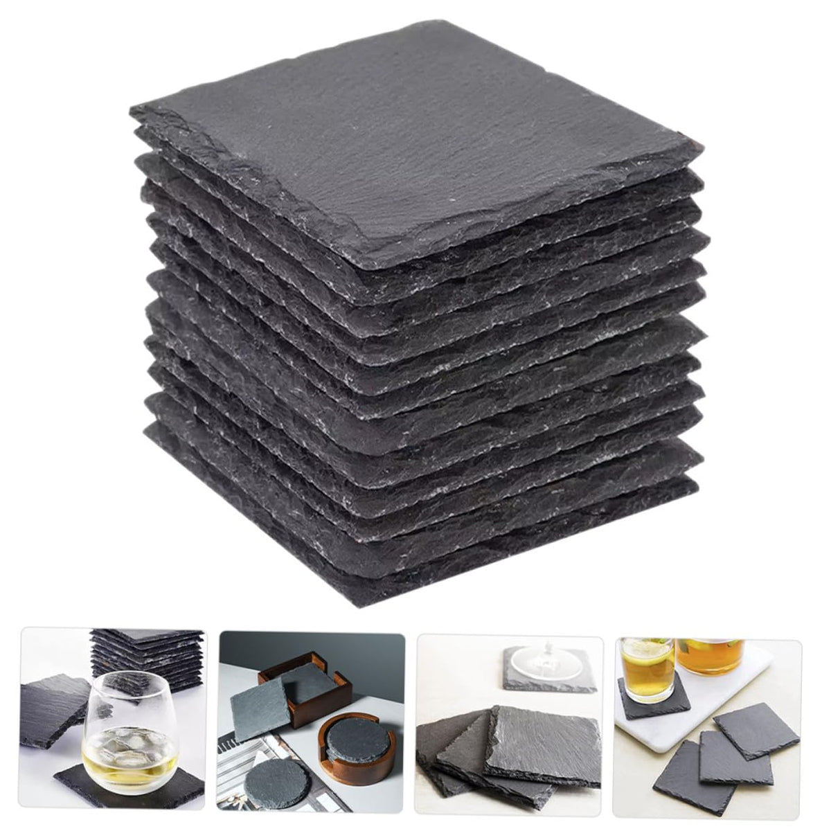 12pcs Natural Stone Coasters Non-Slip Drink Set G7970