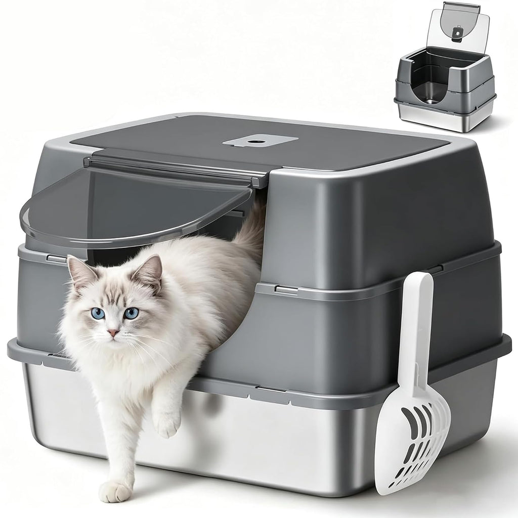 Fully Enclosed Stainless Steel Cat Litter Box G129
