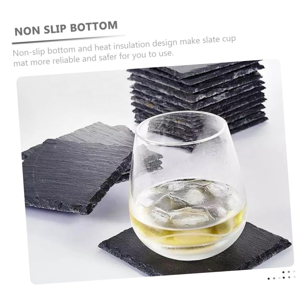 12pcs Natural Stone Coasters Non-Slip Drink Set G7970
