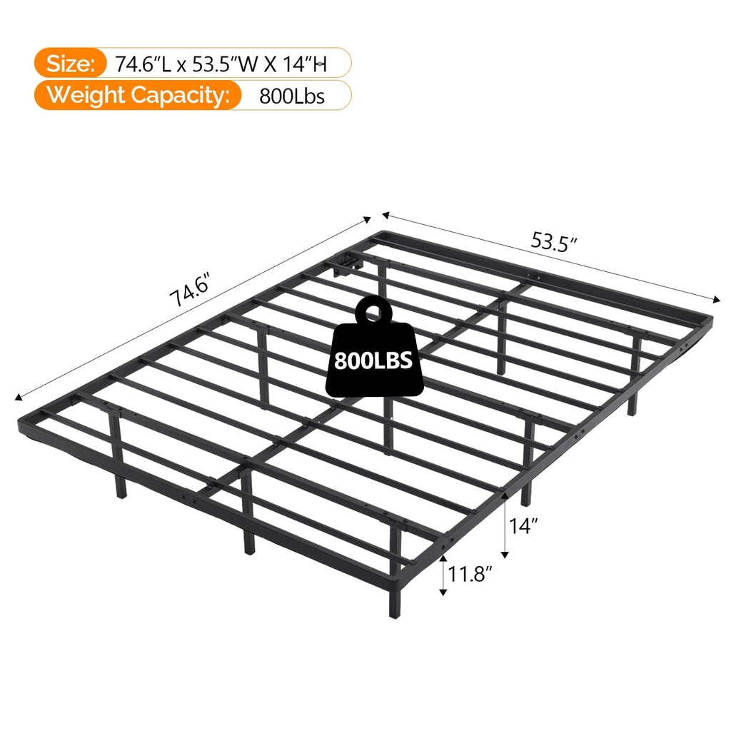 14 Inch Full Floating Bed Frame with USB Charging Station and LED Lights Q118473