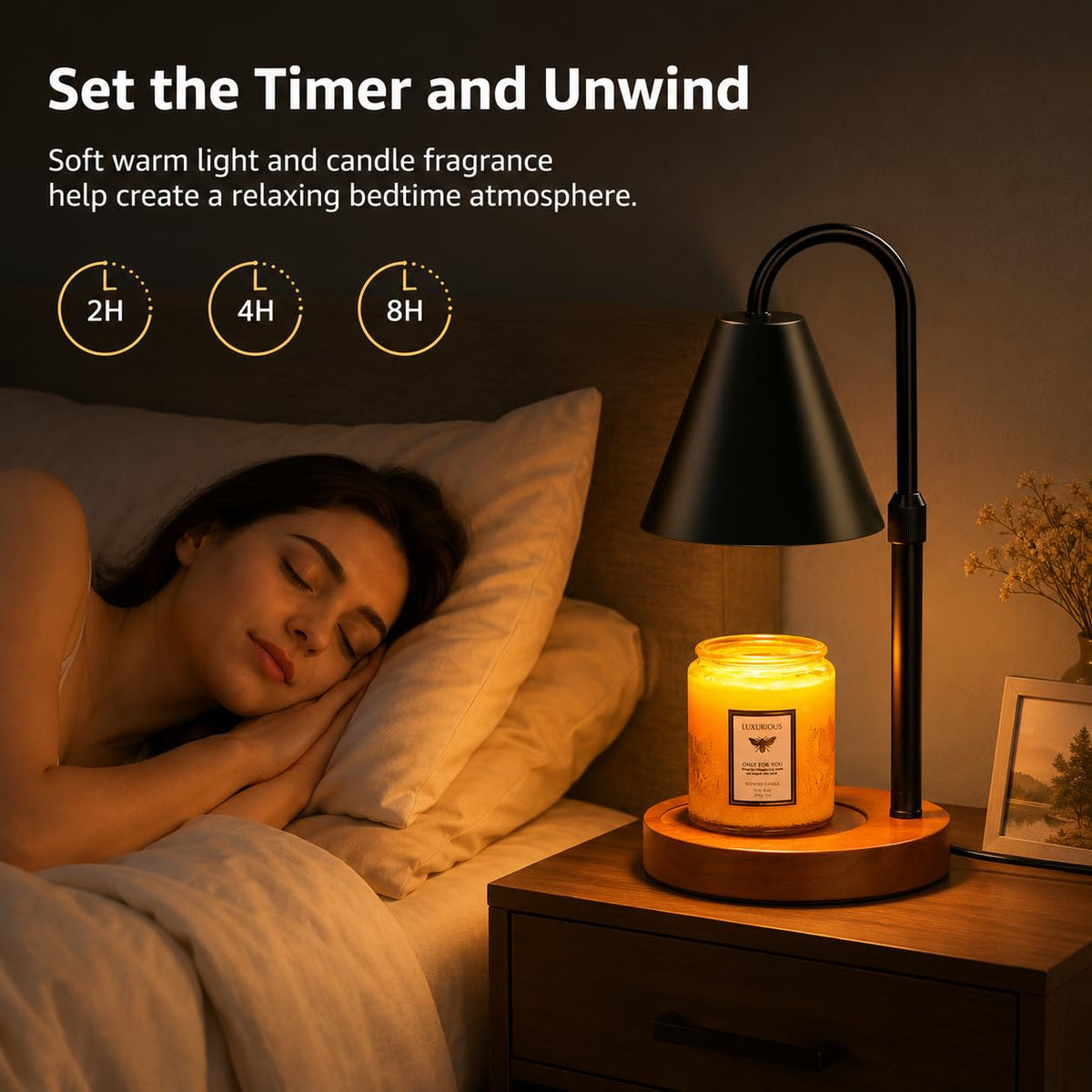 Flameless Candle Warmer Lamp with Timer and Dimmer H459938