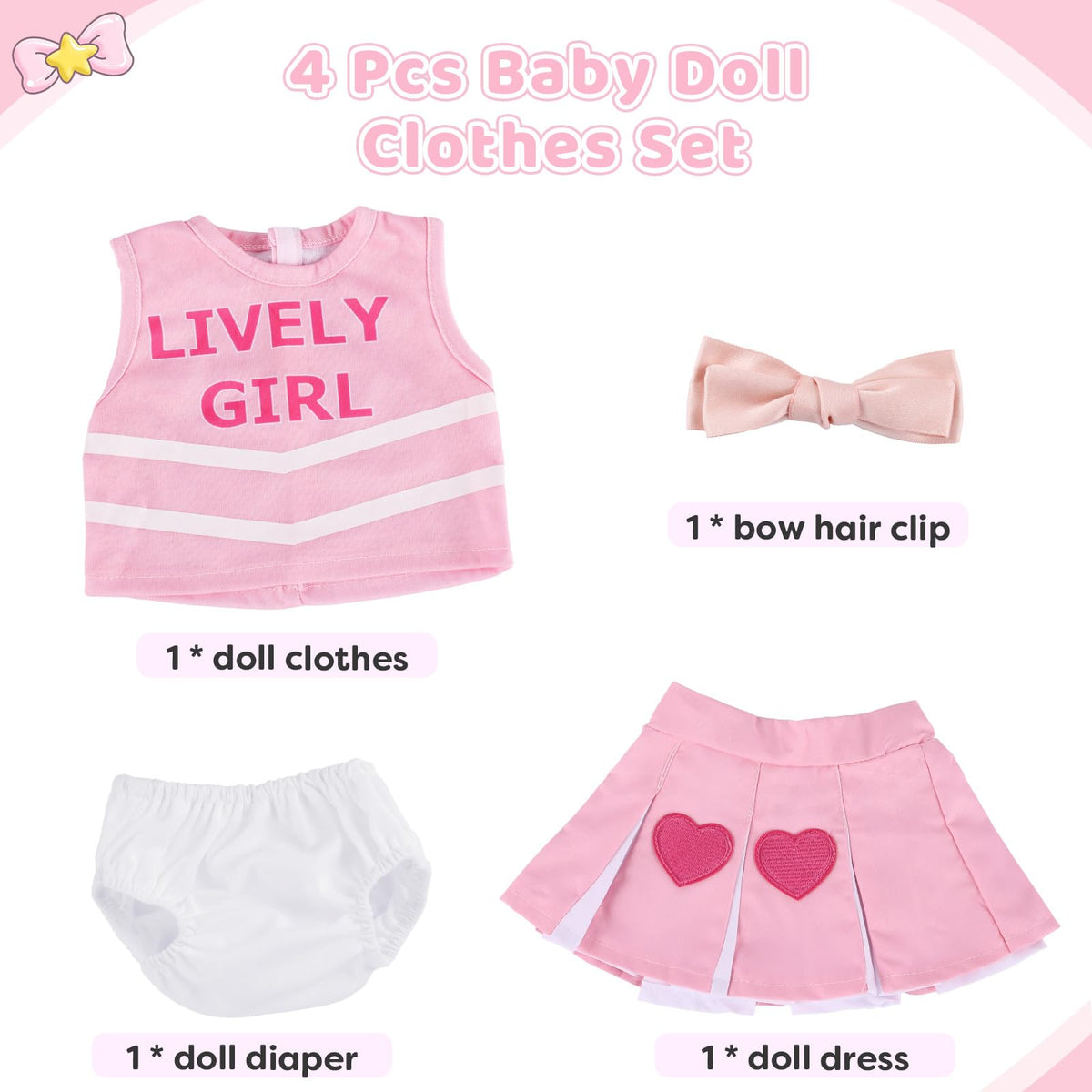 4 Pcs Reborn Baby Doll Clothes Set W855