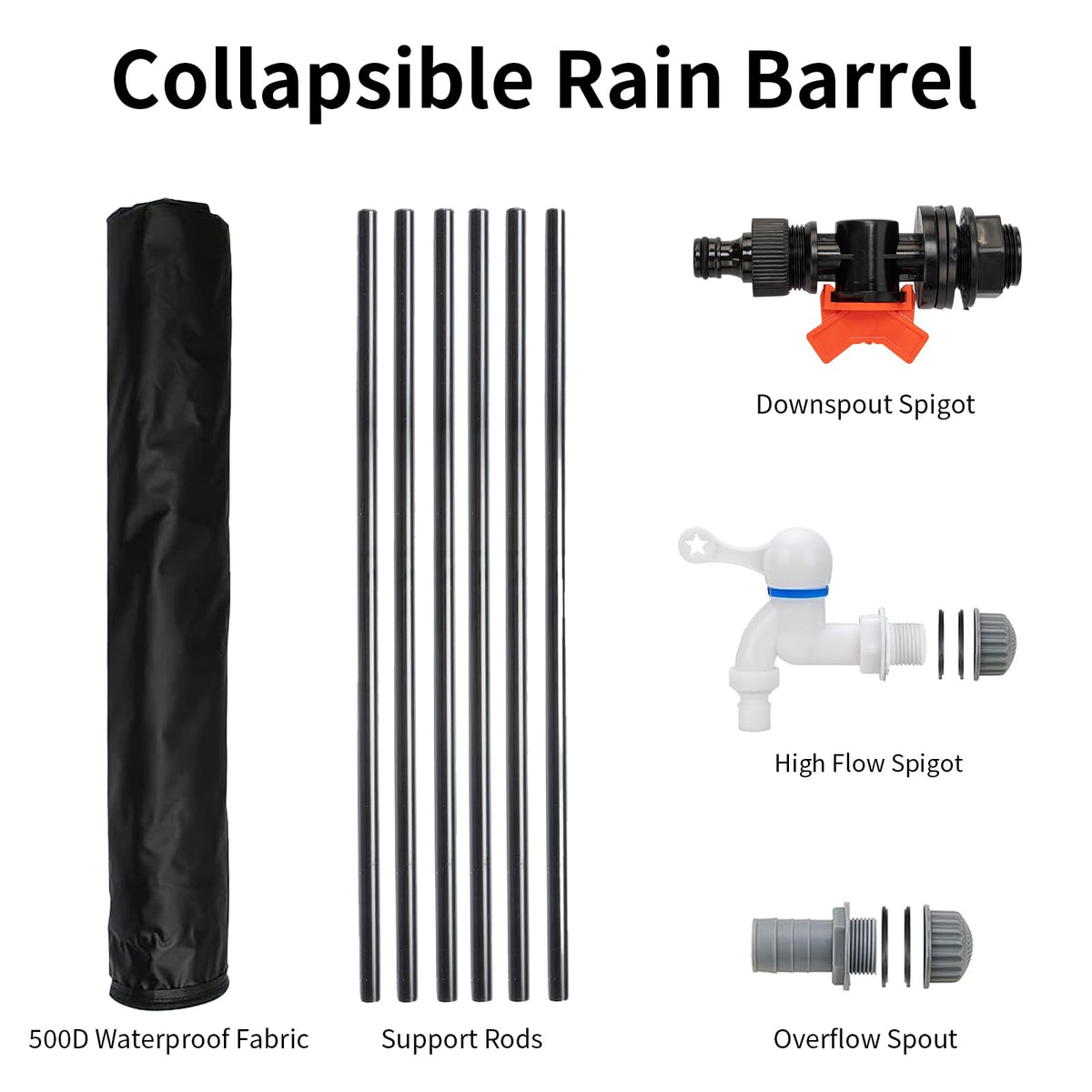 50 Gallon Folding Rain Barrel with Water Filter J284