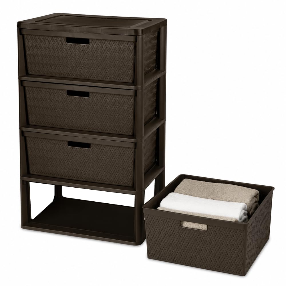 Brown 4 Drawer Plastic Storage Tower M4761