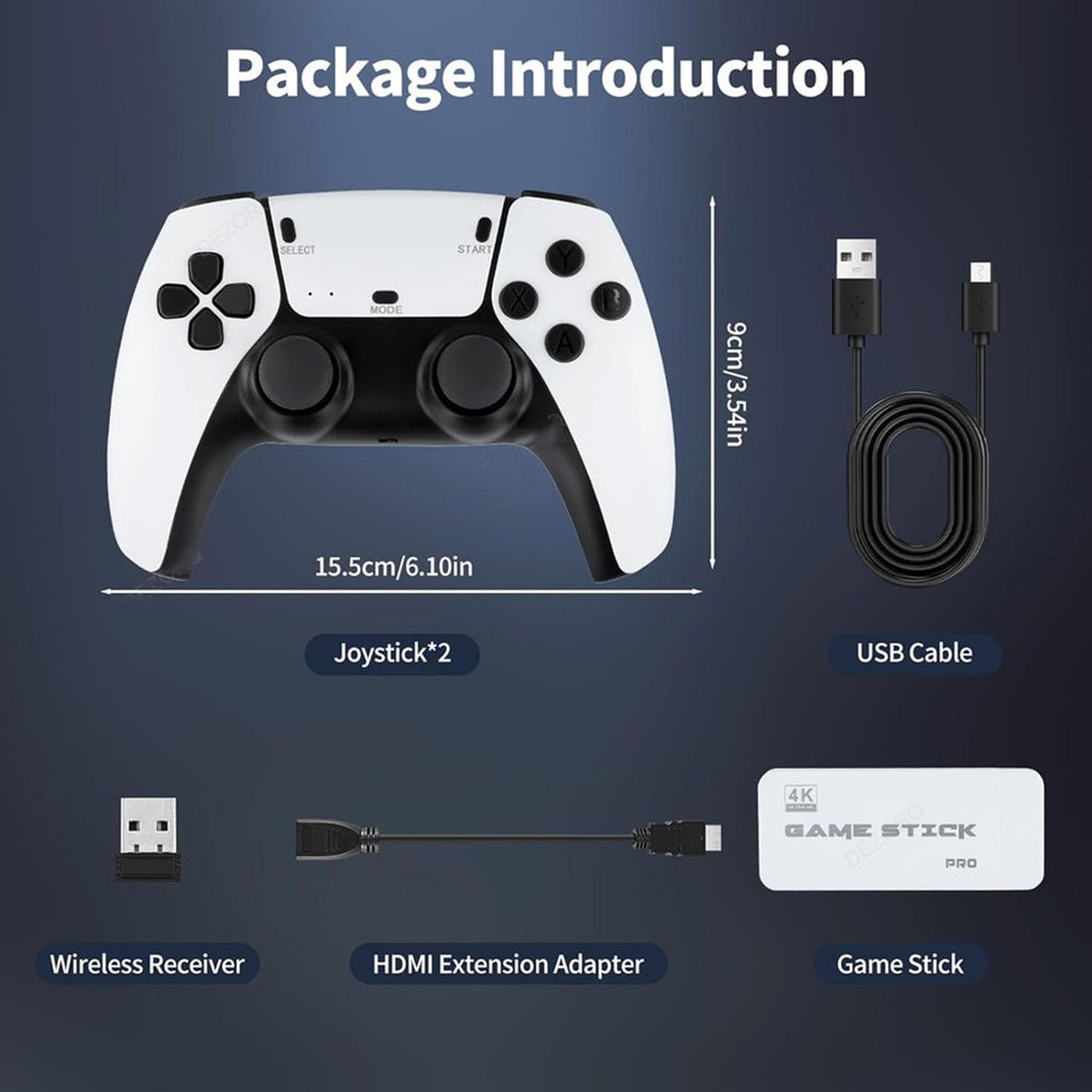 Wireless Retro Game Stick with 20000+ Classic Games, 4K HDMI, Dual 2.4G Controllers, 128GB M56618