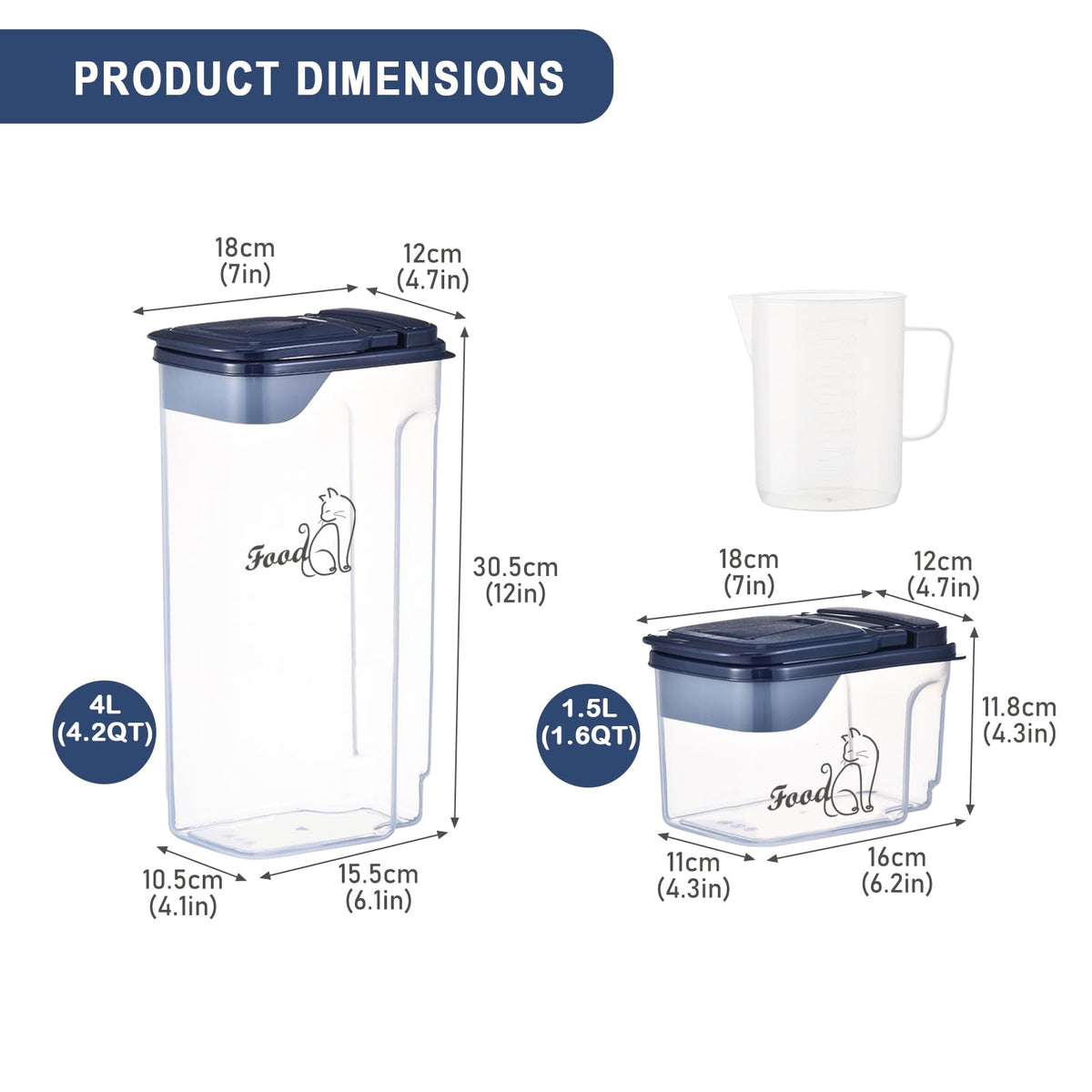 2 Pcs Airtight Pet Food Containers with Pour Spout X295