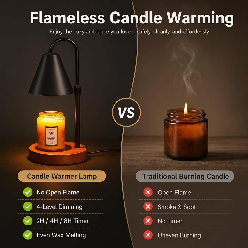 Flameless Candle Warmer Lamp with Timer and Dimmer H459938