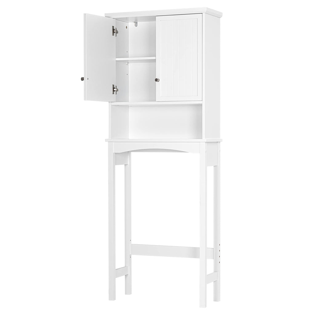 Over the Toilet Storage Cabinet with Doors, Adjustable Shelf, White Y75105
