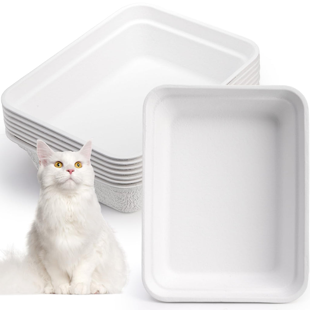 8 Pack White Cardboard Disposable Cat Litter Boxes N452754