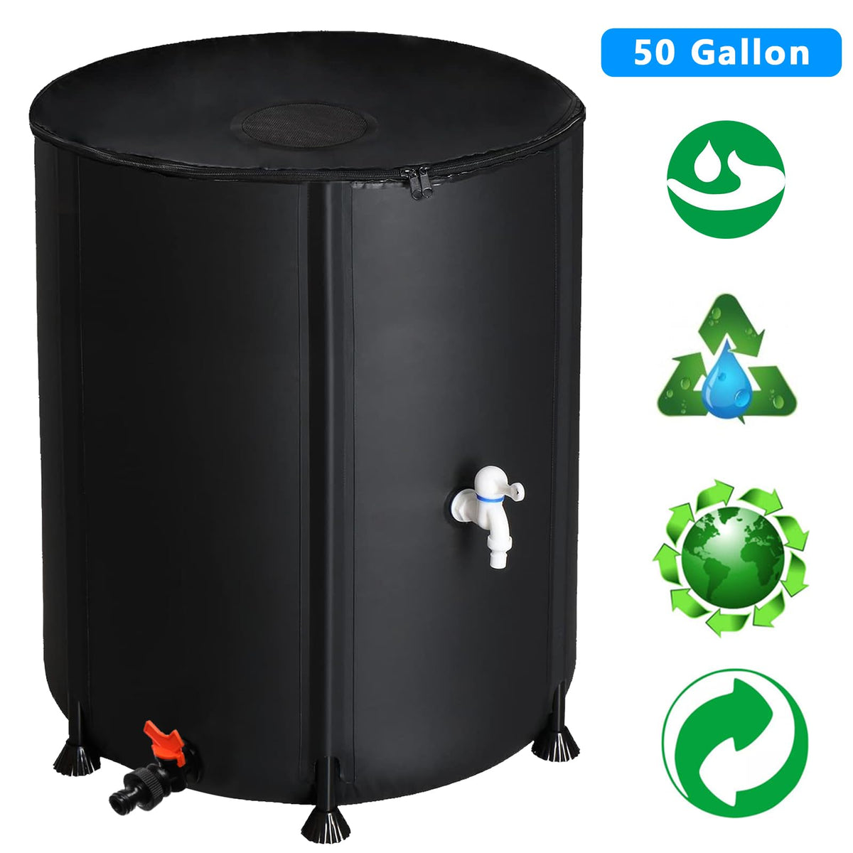 50 Gallon Folding Rain Barrel with Water Filter J284
