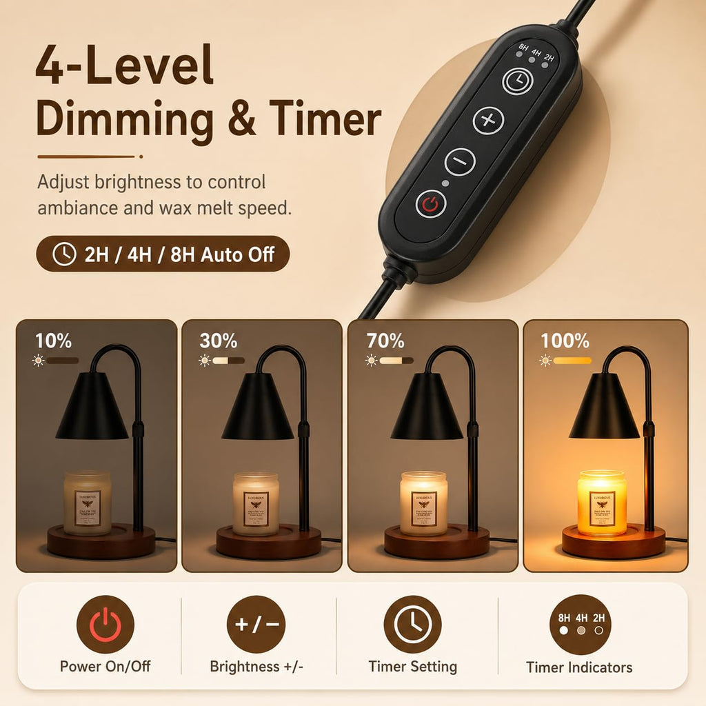 Flameless Candle Warmer Lamp with Timer and Dimmer H459938