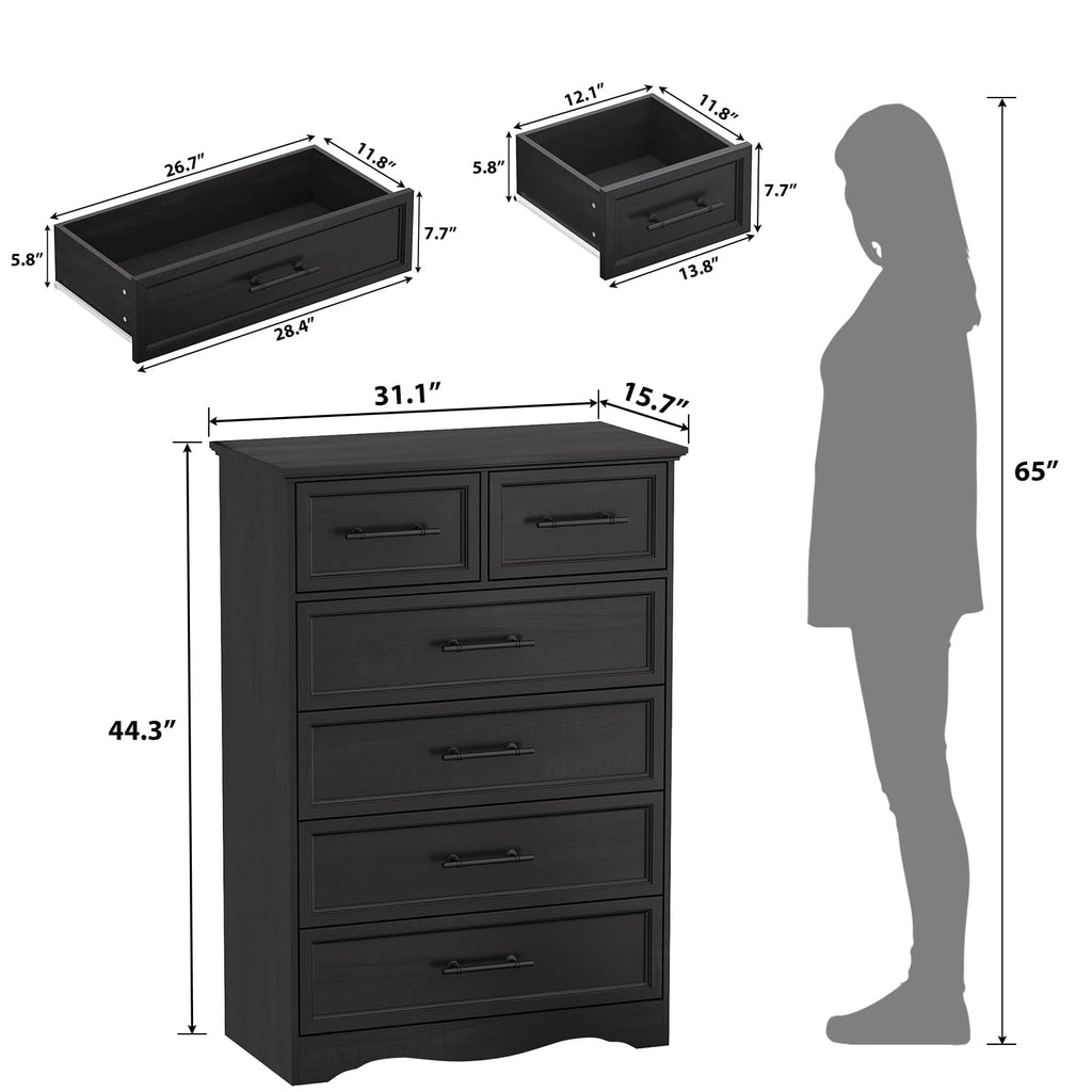 Black 6 Drawer Dresser M89141