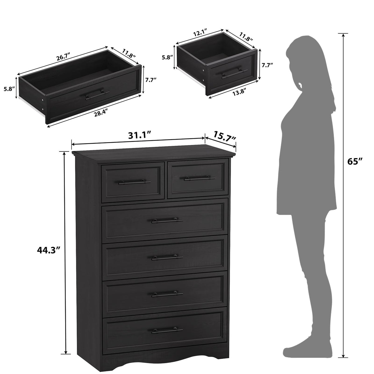 Black 6 Drawer Dresser M89141