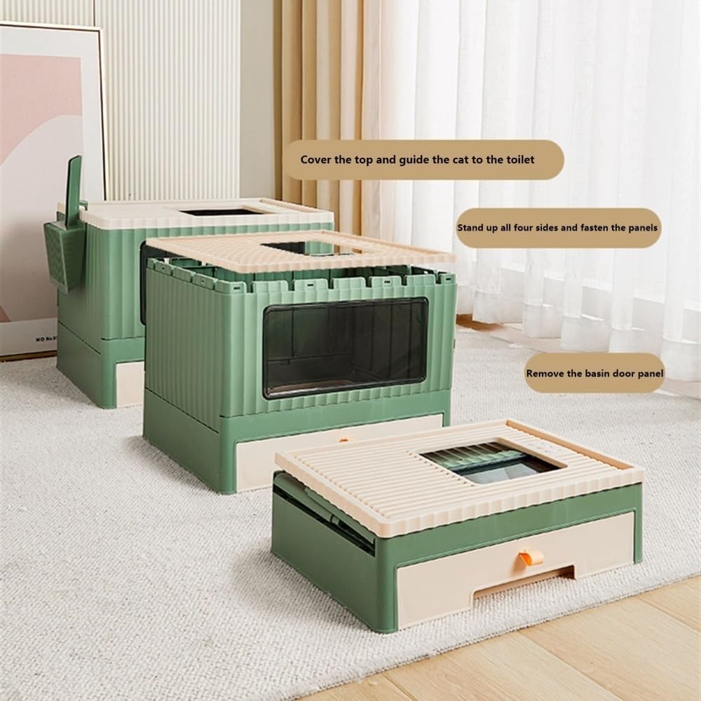 Foldable Top Entry Cat Litter Box with Lid D688