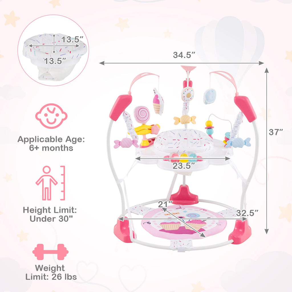 Pink Baby Bouncer Activity Center with Music Lights and Sounds L25951