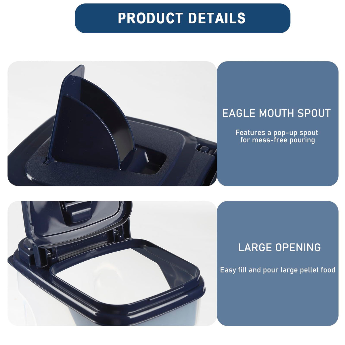 2 Pcs Airtight Pet Food Containers with Pour Spout X295