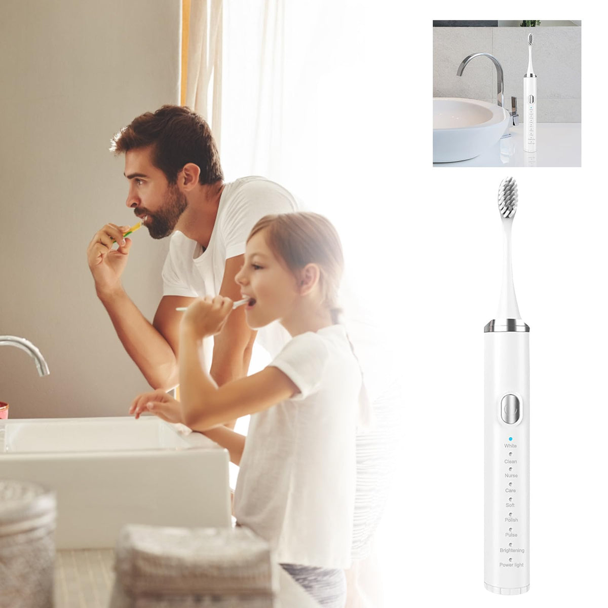 Rechargeable Electric Toothbrush with 4 Replacement Heads M214803