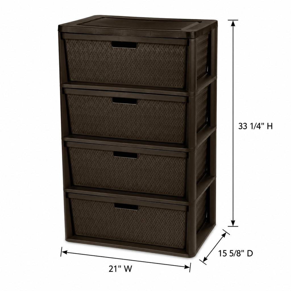 Brown 4 Drawer Plastic Storage Tower M4761