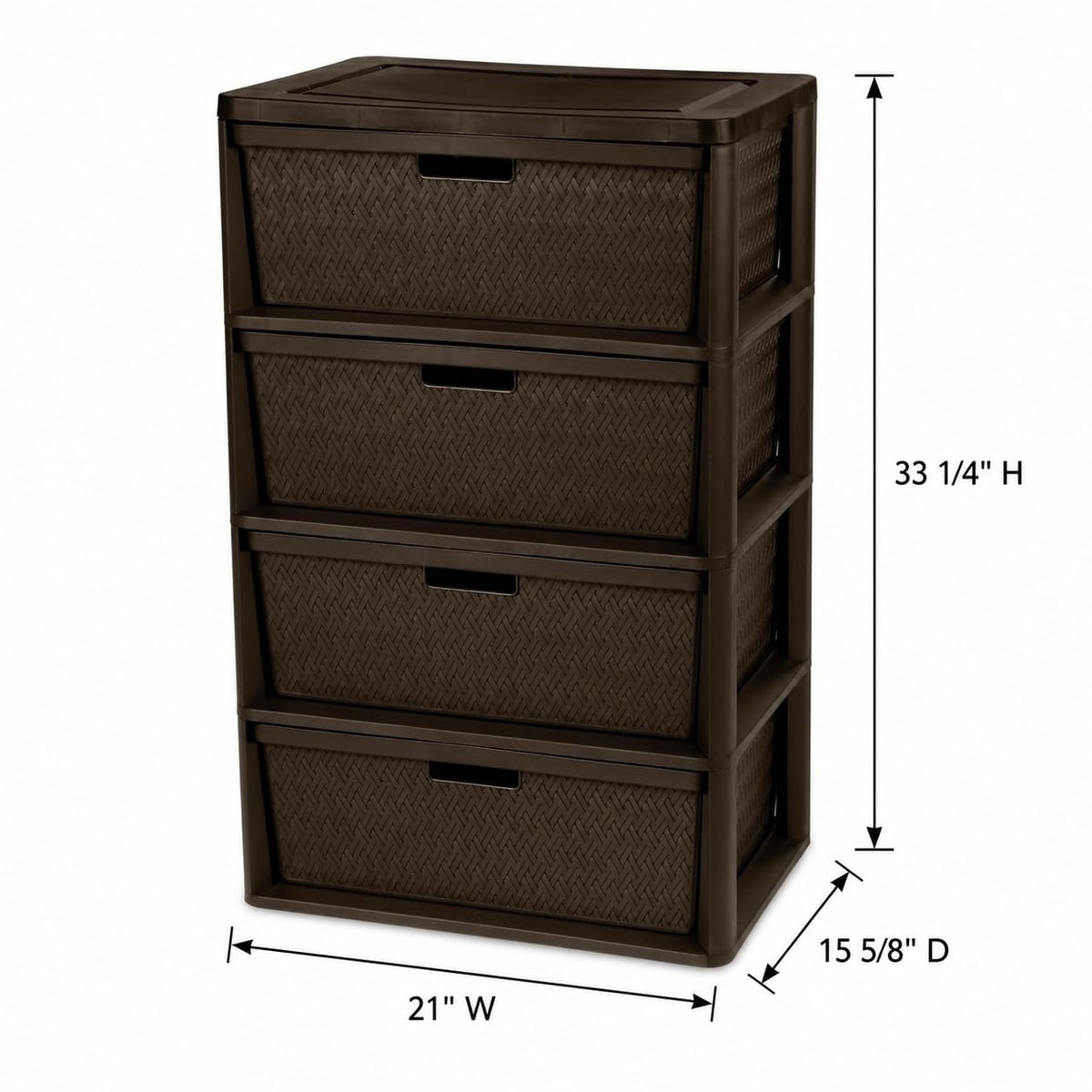Brown 4 Drawer Plastic Storage Tower M4761