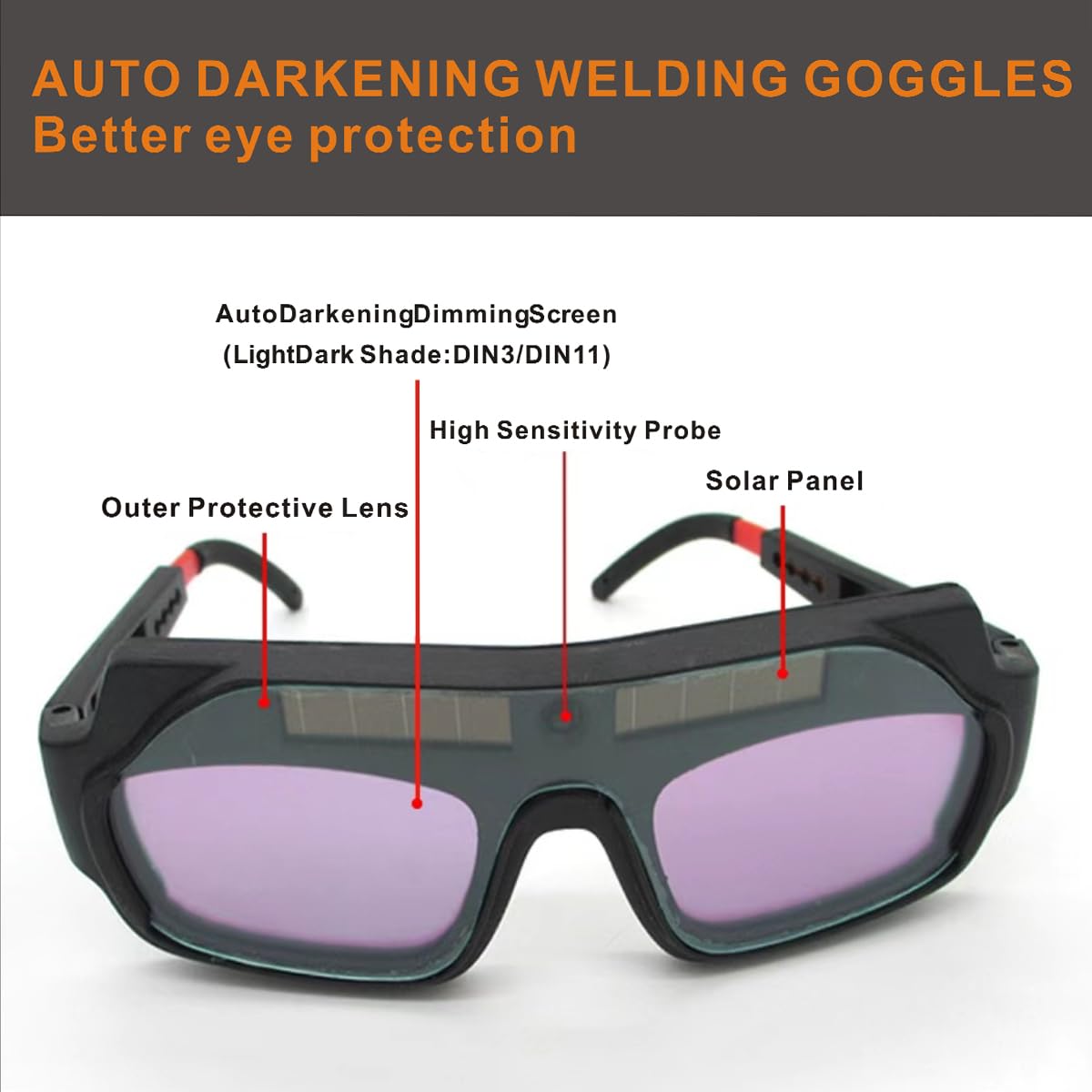 Auto Darkening Welding Glasses with Gloves and PC Lens D56143