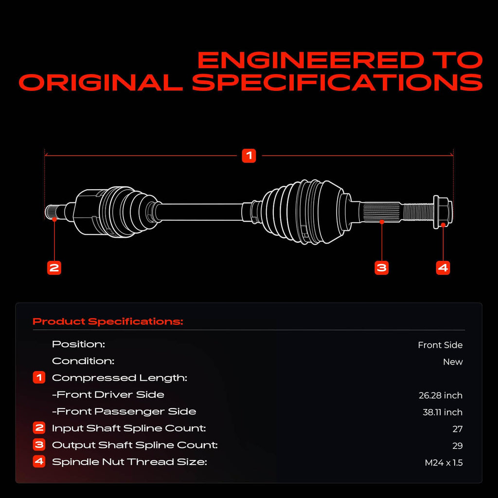 Set of 2 Front CV Axle Shaft Assembly F782