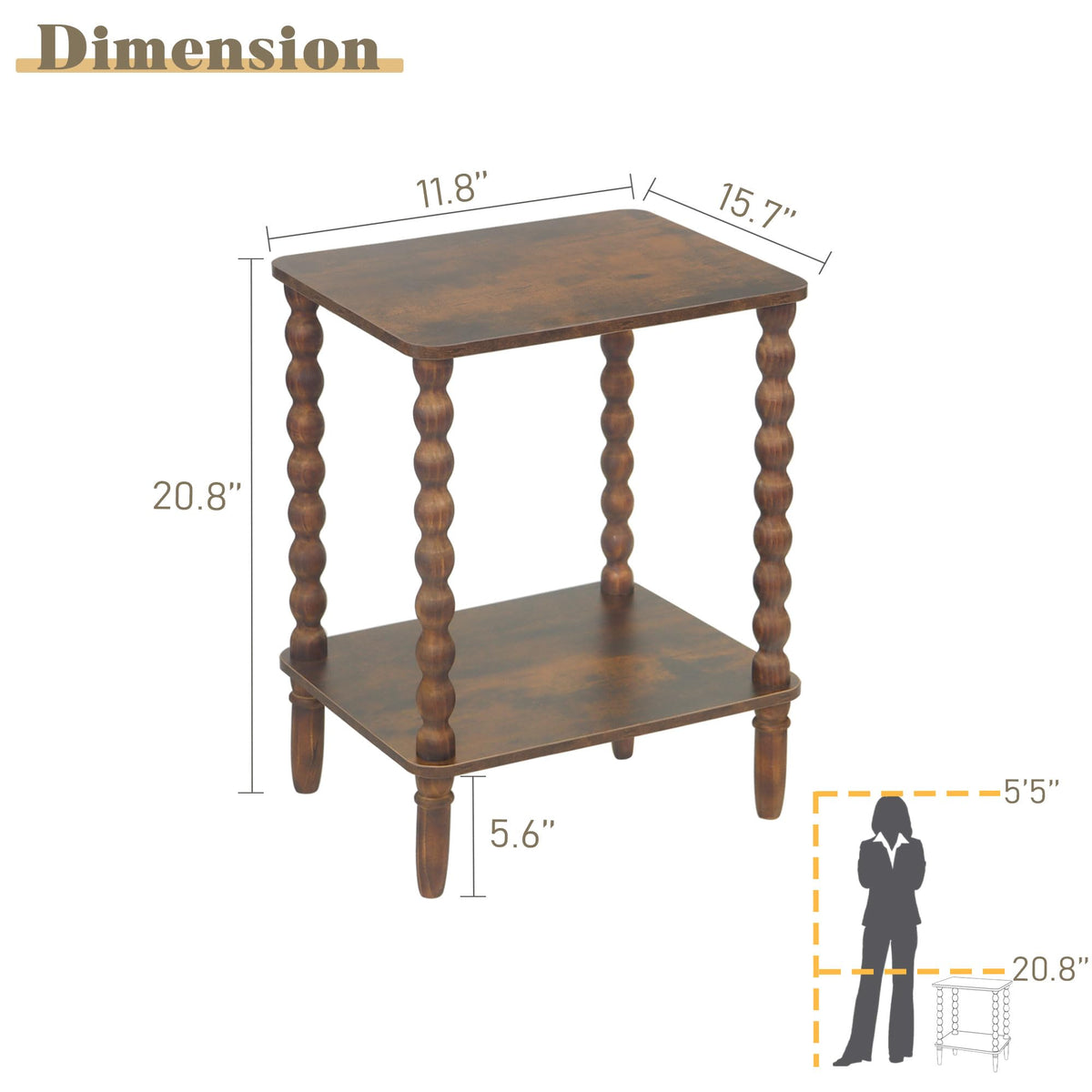 Side Table with 2-Tier Shelf C519622