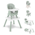 6-in-1 High Chair Converts to Stool Booster Seat Toddler Chair Activity Table and Desk and Chair Sage Green J144