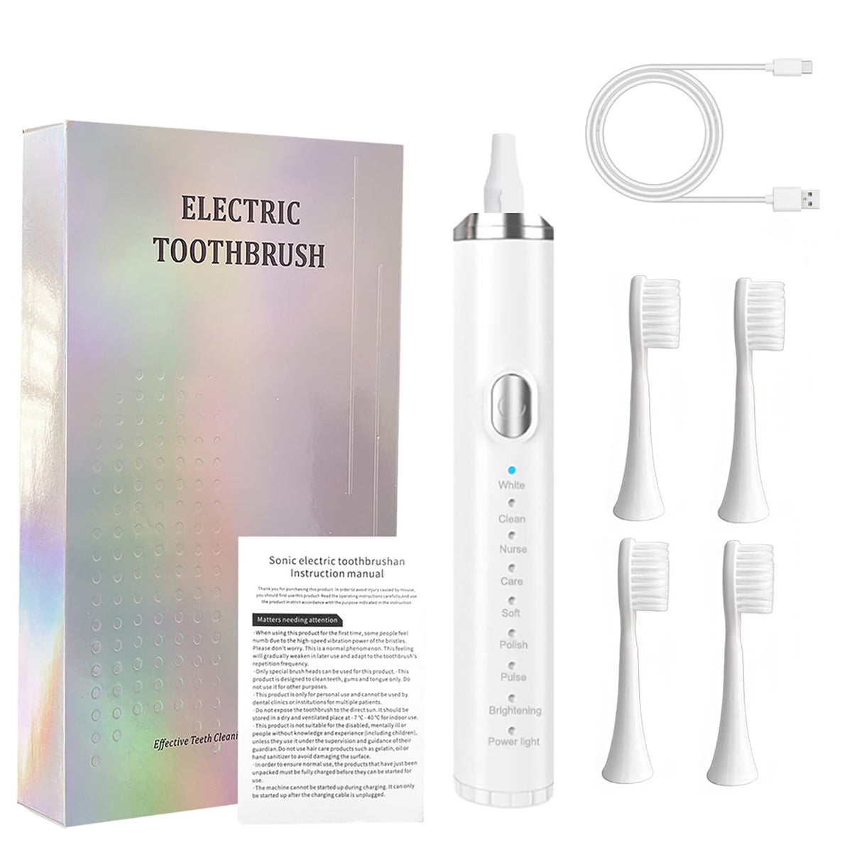Rechargeable Electric Toothbrush with 4 Replacement Heads M214803