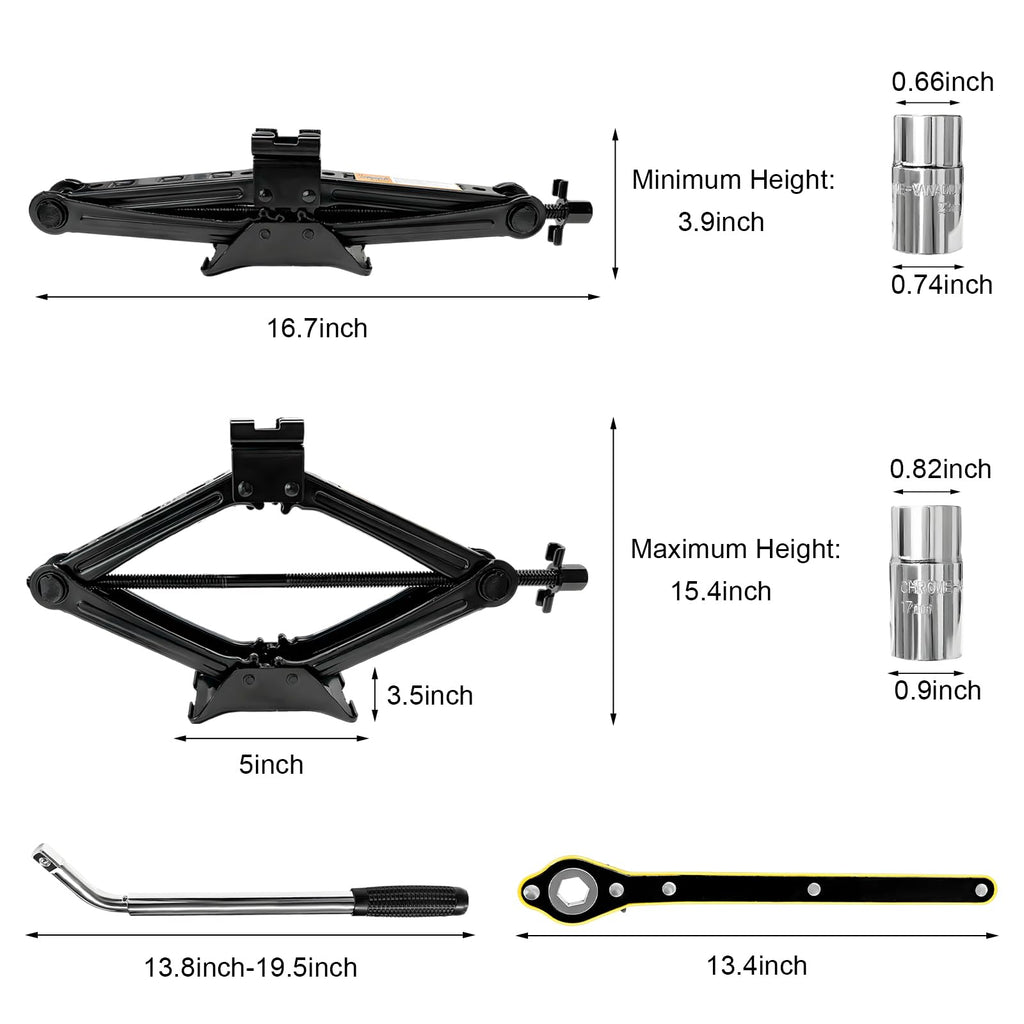 2 Ton Portable Scissor Jack with Lug Wrench R91938