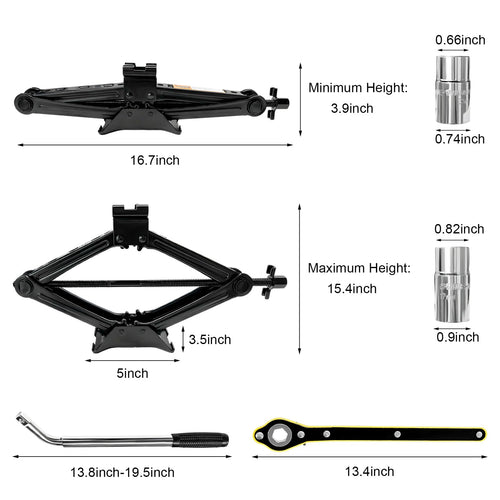 2 Ton Portable Scissor Jack with Lug Wrench R91938