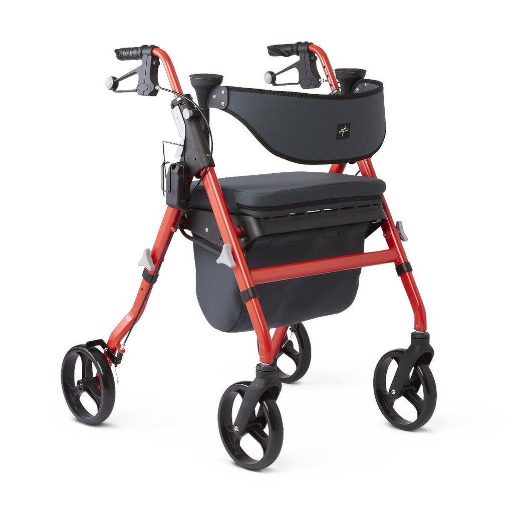 Black & Red Rolling Walker with Memory Foam Seat A394