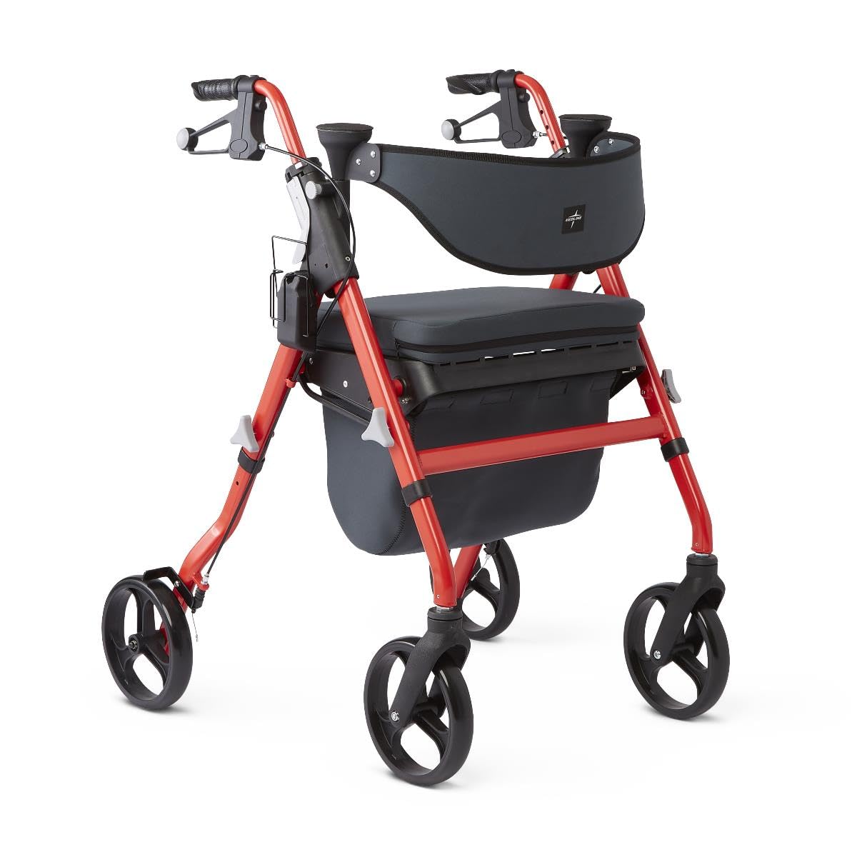 Black & Red Rolling Walker with Memory Foam Seat A394