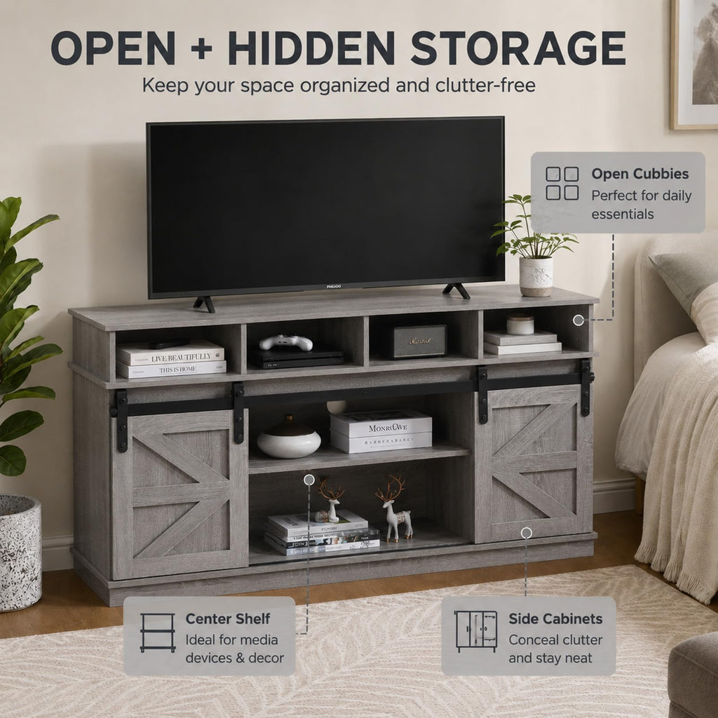 Grey TV Stand with Storage for 65 Inch TV N3695