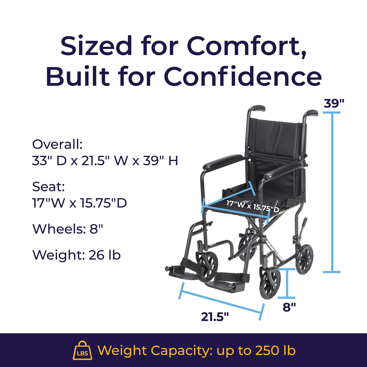 Folding Transport Wheelchair with Swing-Away Footrest L521