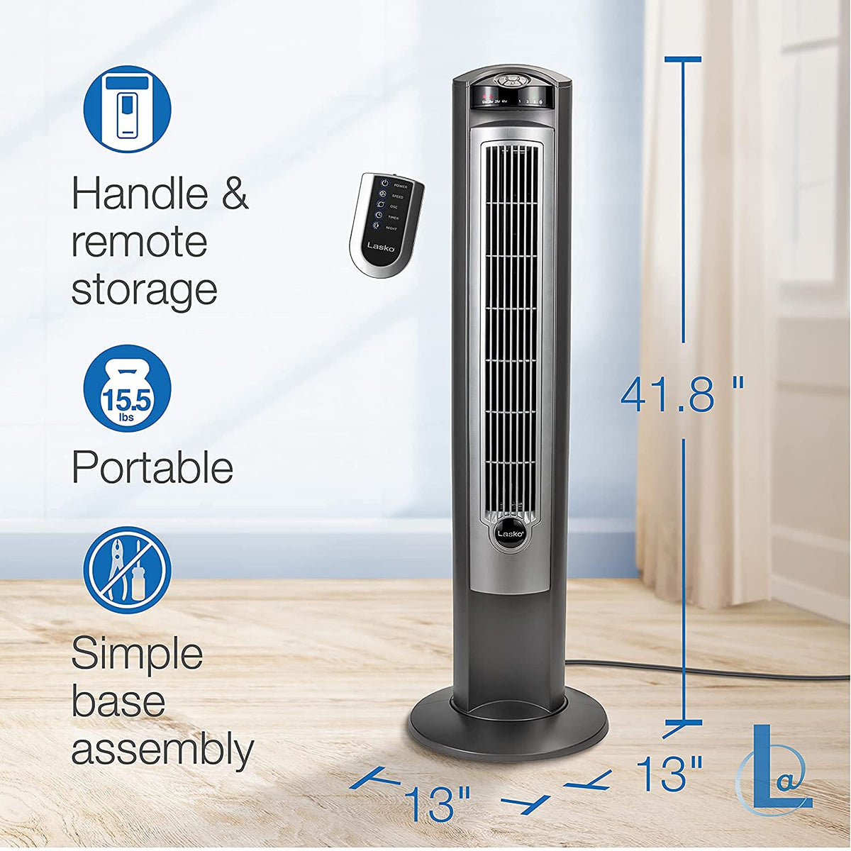 Oscillating Tower Fan with Remote C990