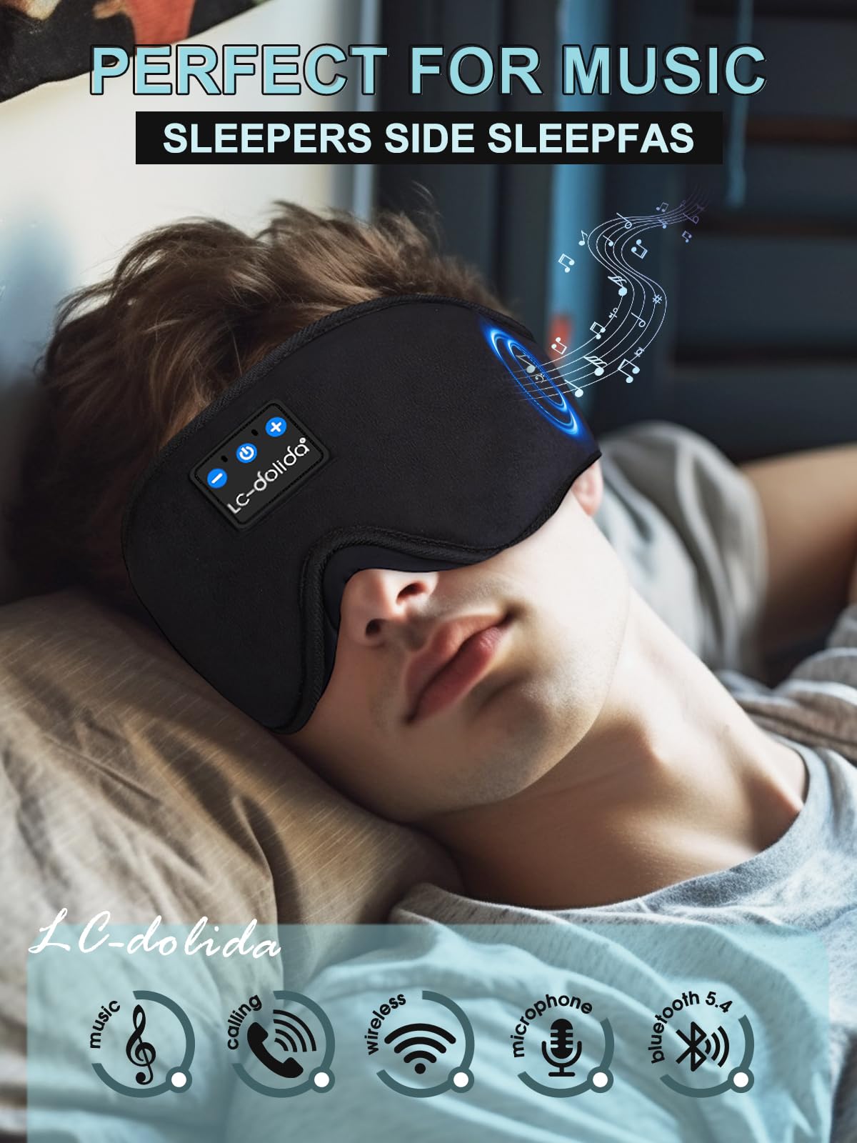 Sleep Mask Bluetooth Wireless Music Eye Mask O43784