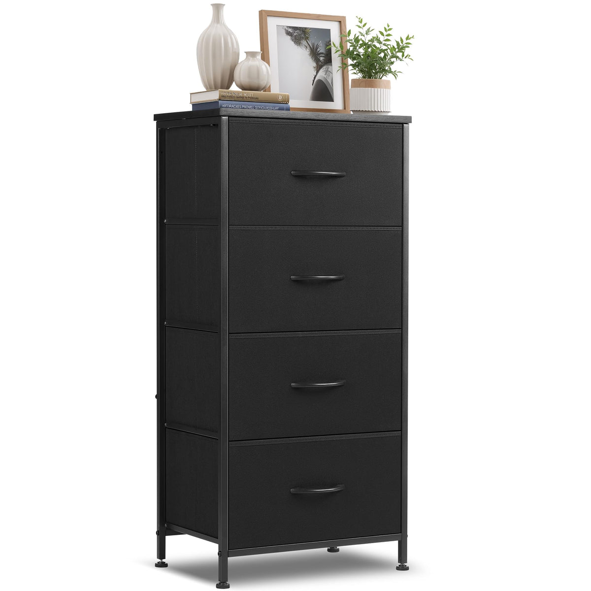 4 Drawer Fabric Storage Dresser with Wooden Top M548