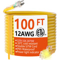 12/3 Gauge Heavy Duty Outdoor Extension Cord 100 FT Waterproof P8640