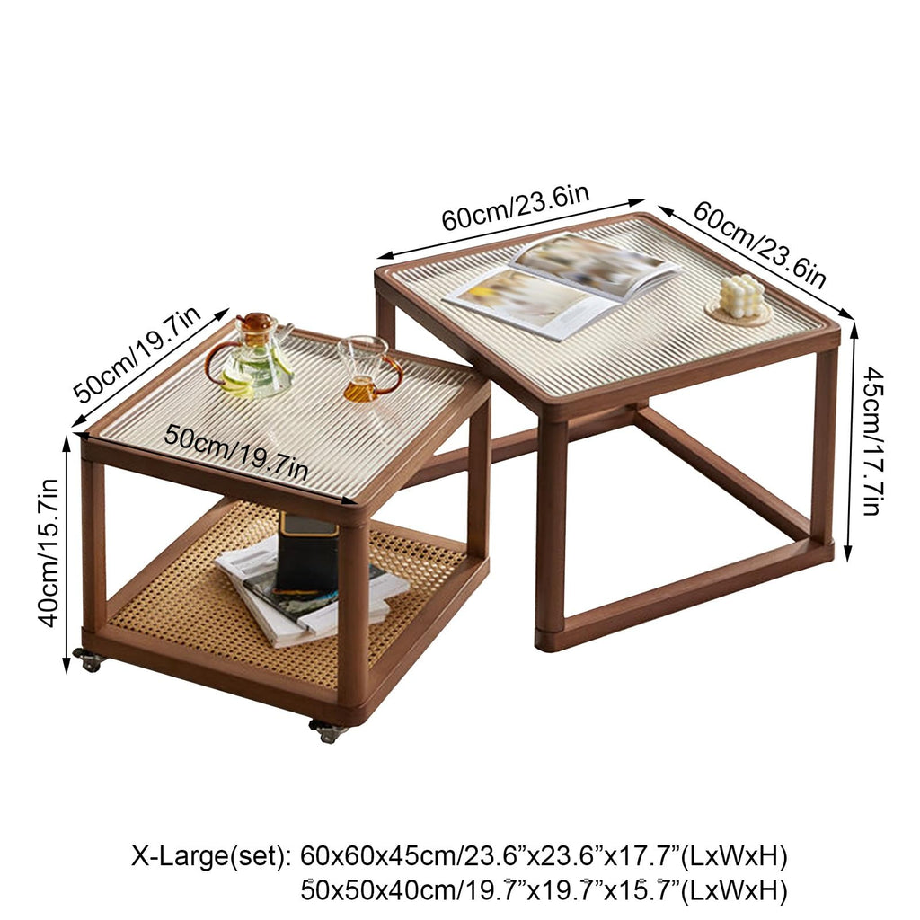 Square Glass Coffee Table Set of 2 I8695