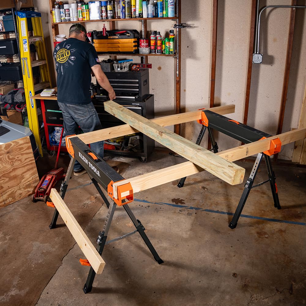 Folding Sawhorse 26-Inch to 32-Inch Adjustable Height 1-Pack F44186
